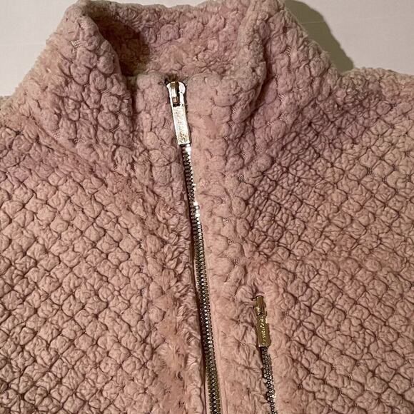 Calvin Klein Blush, Pale, Petal Pink Chunky Textured  Fleece Zip Up Jacket, XS - Picture 10 of 10